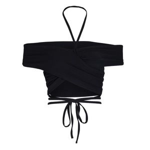 Jonathan Simkhai Black Off The Shoulder Crop Top